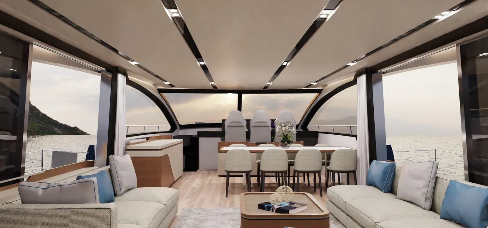 Helm view of Schaefer Yachts 26M